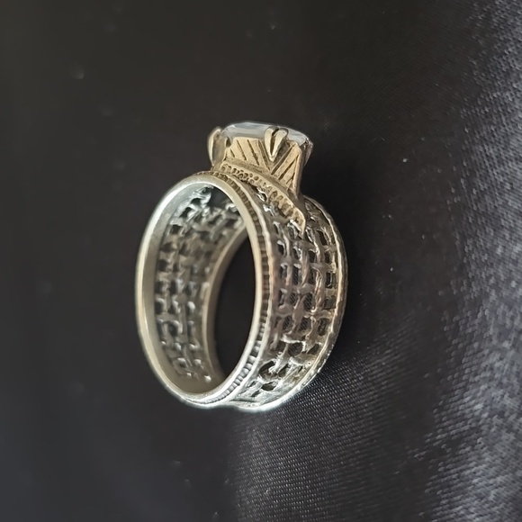 Silpada Sterling Silver Marquise CZ Filigree Ring Size 9 - Picture 4 of 4